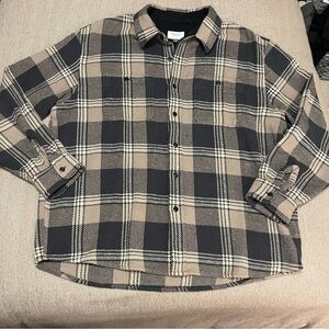 American Eagle Plaid Shacket; Tan & Black